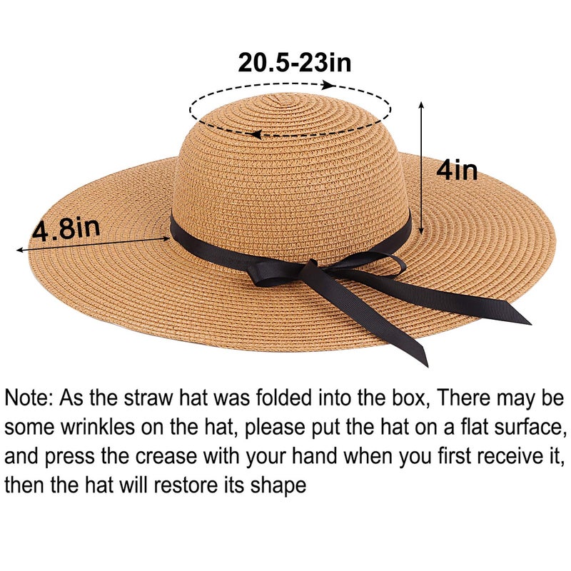 Double Couple Womens Straw Hat Wide Brim Floppy Beach Sun Hat for Women UPF 50+ Adjustable Strap Vacation - Image 3